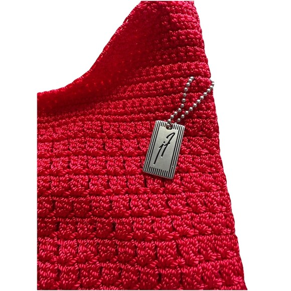 Jacqueline Ferrar Red Crochet Woven Shoulder Bag NWOT Handbag Purse Boho Hobo - Picture 2 of 8